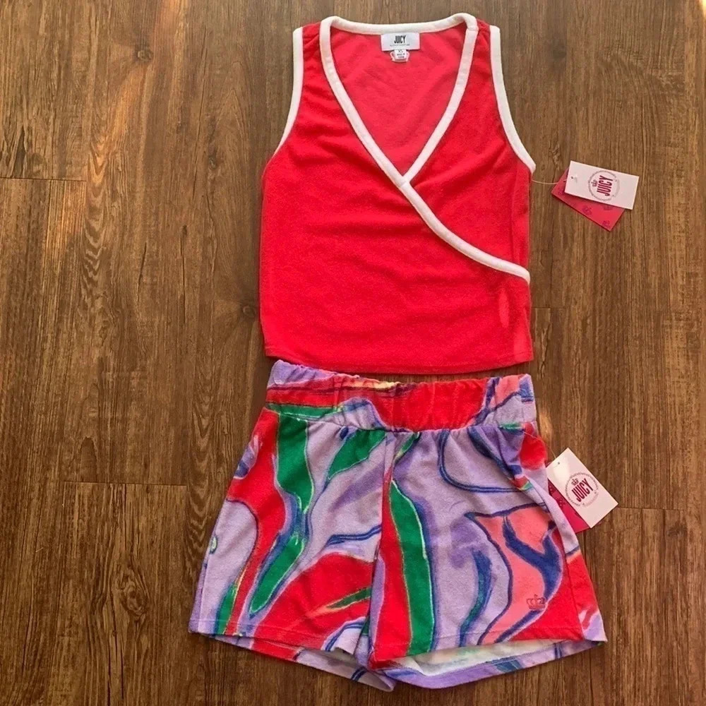 Juicy Couture Towel Terry Set  Tank Shorts Y2k Archival Size S NWT